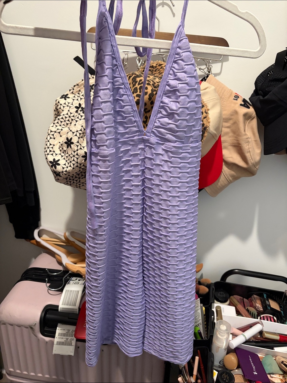 Booty by Brabants Lilac Textured Sleeveless V-Neck Jumpsuit